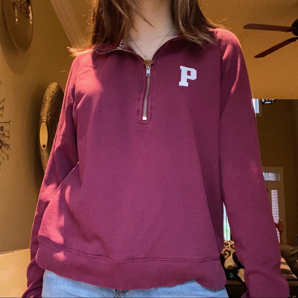 PINK Maroon Quarter Zip